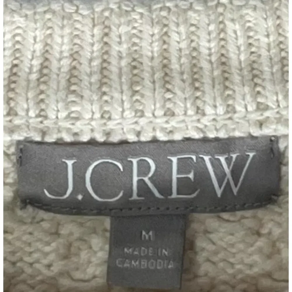 J.Crew Cream Argyle Crew Neck Chunky Knit Sweater Size M